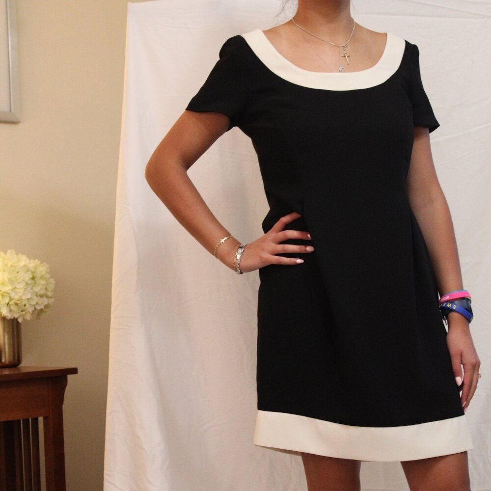 Beautiful cocktail black and white lined dress